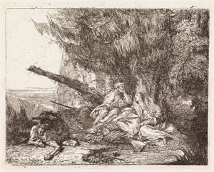 Die unter einer Tanne rastende Heilige Familie (Die Flucht nach Ägypten XXIII) von Giovanni Domenico Tiepolo