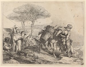 Die Madonna und das Kind links mit einer Reihe von Engeln von Giovanni Domenico Tiepolo