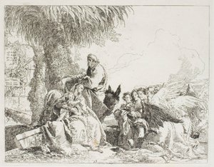 Die Rast auf der Flucht, Platte dreizehn aus Die Flucht nach Ägypten von Giovanni Domenico Tiepolo