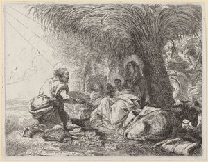 Die Rast auf der Flucht mit Joseph in Anbetung von Giovanni Domenico Tiepolo