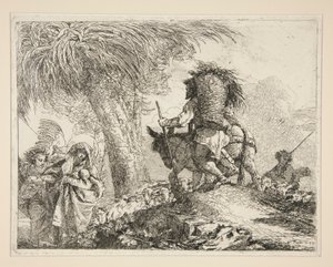 Die Jungfrau und das Kind mit Joseph, aus der Serie Idee pittoresche sopra la fuga in Egitto (Flucht nach Ägypten) von Giovanni Domenico Tiepolo