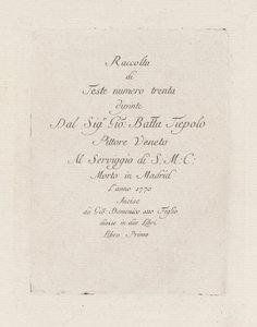 Titelseite, aus der Raccolta di Teste (Sammlung von Köpfen) von Giovanni Domenico Tiepolo