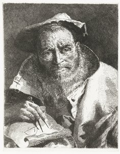 Wissenschaftler mit Barett auf dem Kopf und Zirkel in der Hand von Giovanni Domenico Tiepolo