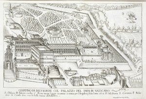 Ansicht der Belvedere-Gärten im Papstpalast, Vatikan von Giovanni Domenico de