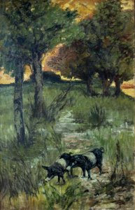 Italien, Florenz, Schweine auf der Weide von Giovanni Fattori