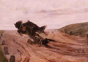 Mann vom Steigbügel erfasst von Giovanni Fattori