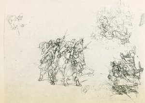 Drei Skizzen für Soldatengruppen von Giovanni Fattori