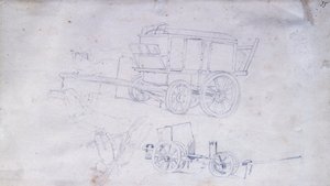 Zwei Karren und zwei Soldaten von Giovanni Fattori