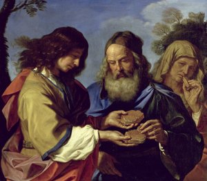 Samson bietet seinen Eltern eine Honigwabe an von Giovanni Francesco Barbieri