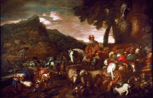 Die Reise Abrahams. Gemälde von Giovanni Benedetto Castiglione, genannt Il Grechetto (1610-1665) 1654, Galleria di Palazzo Rosso, Genua