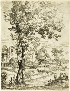 Landschaft mit einem Haus von Giovanni Francesco Grimaldi
