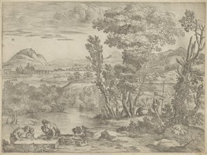 Landschaft mit vier Würfelspielern