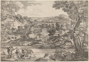 Die Taufe Christi in einer bergigen Landschaft