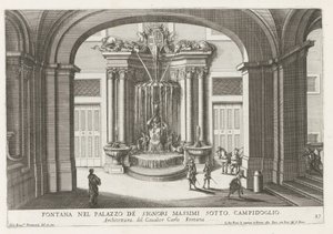 Brunnen im Innenhof des Palazzo Massimo di Rignano in Rom