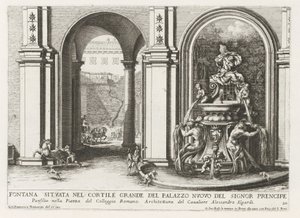 Brunnen im Innenhof des Palazzo Doria Pamphilj in Rom von Giovanni Francesco Venturini