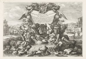 Brunnen mit Widmung an und Wappen von Livio Odescalchi von Giovanni Francesco Venturini