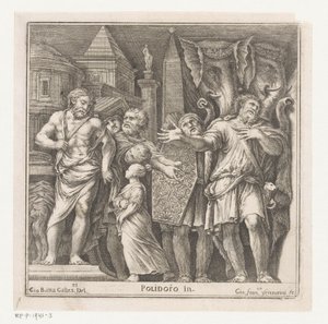 Gruppe von Figuren und zwei Elefanten in einer Stadt von Giovanni Francesco Venturini
