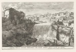 Wasserfall im Fluss Aniene bei Tivoli