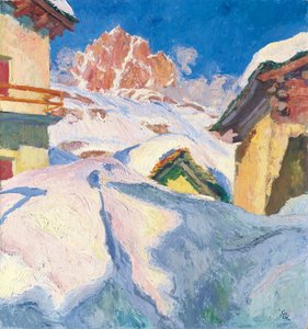 Capolago im Winter mit Blick auf den Piz Lagrev, 1928