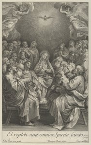 Die Jungfrau mit Aposteln, die zur Heiligen Taube und zwei Engeln aufschauen, nach Reni von Giovanni Girolamo Frezza