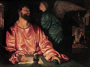 Der heilige Matthäus und der Engel, ca. 1534 von Giovanni Girolamo Savoldo