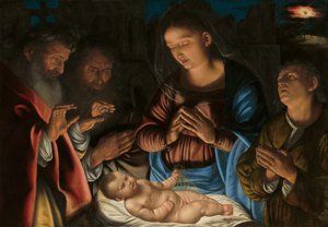 Die Anbetung der Hirten, 1530er von Giovanni Girolamo Savoldo