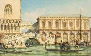 Ansicht des Dogenpalastes, der Seufzerbrücke und des Gefängnisses von Giovanni Grubacs