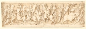 Angriff auf die Deutschen (LXIII); ihre Häuptlinge werden gefangen genommen (teilweise restauriert auf der Säule; LXIV)