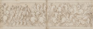 Marcus Aurelius setzt über einen Kai mit Infanterie und Kavallerie (CVIII); die Sarmaten werden von vorrückenden Römern zurückgeschlagen (CIX)