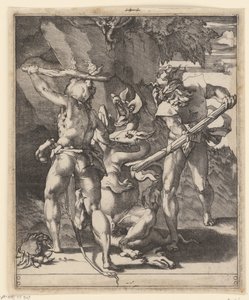 Herkules im Kampf mit der Hydra von Lerna von Giovanni Jacopo Caraglio