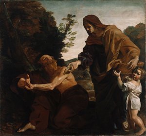 Elia erhält Brot von der Witwe von Zarepath, 1621-24 von Giovanni Lanfranco