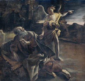 Der Prophet Elia wird in der Wüste von einem Engel geweckt von Giovanni Lanfranco