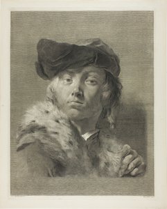 Büste eines jungen Mannes mit Pelzkragenmantel von Giovanni Marco Pitteri