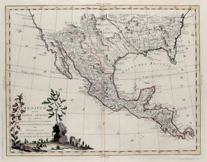 Mexiko oder Neuspanien mit Neumexiko, Kalifornien und einem Teil der angrenzenden Länder, aus Band IV des Neuen Atlas, graviert von G. Zuliani, 1785 von Giovanni Marco Pitteri