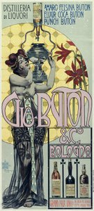 Werbeplakat der Likördestillerie Gio Buton und C Bologna