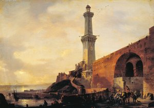 Genua, Blick auf den Leuchtturm von Giovanni Migliara