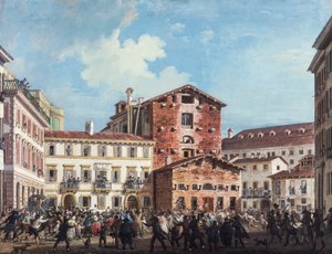 Mailand, wütender Mob greift das Haus des Finanzministers Giuseppe Prina an, 20. April von Giovanni Migliara