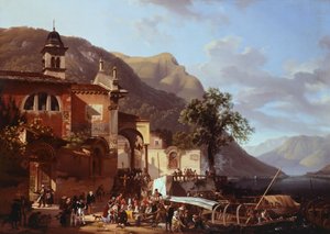 Prozession in Riva al Lago von Giovanni Migliara