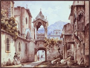 Der Hof von San Giorgetto in Verona, Giovanni Migliara (1785-1837) von Giovanni Migliara