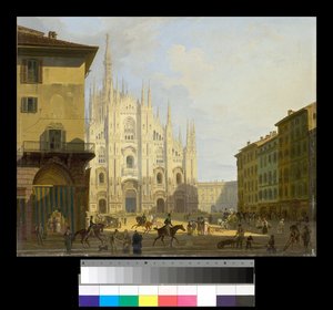Ansicht der Piazza Duomo in Mailand