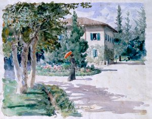 Roter Regenschirm von Giovanni Muzzioli