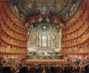 Musikalisches Fest gegeben vom Kardinal de La Rochefoucauld im Teatro Argentina in Rom im Jahr 1747 von Giovanni Paolo Pannini
