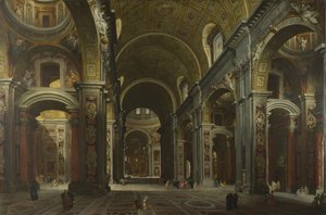 Innenansicht der Basilika St. Peter in Rom, vor 1742 von Giovanni Paolo Pannini