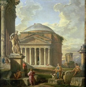 Ansicht des Pantheons, des Farnese-Herkules und anderer römischer Ruinen