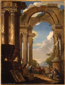 Capricci von römischen Ruinen mit Figuren
