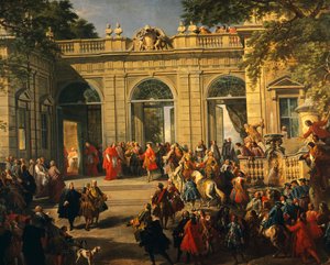 Karl III. von Bourbon besucht Papst Benedikt XIV. im Kaffeehaus des Quirinal von Giovanni Paolo Pannini