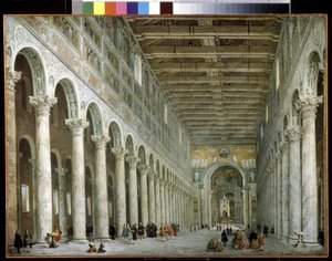 Innenraum der Basilika St. Paul vor den Mauern in Rom von Giovanni Paolo Pannini