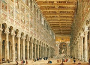 Innenansicht von San Paolo Fuori le Mura, Blick zum Altar von Giovanni Paolo Pannini