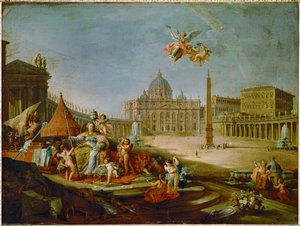 Der Petersplatz mit der Allegorie des Triumphs des Papsttums