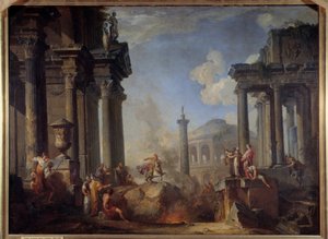 Marcus Curtius stürzt sich in den Abgrund von Giovanni Paolo Pannini